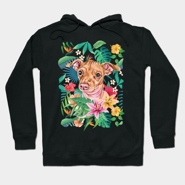 Tropical Chiweenie dachshund chihuahua mix Hoodie by LulululuPainting